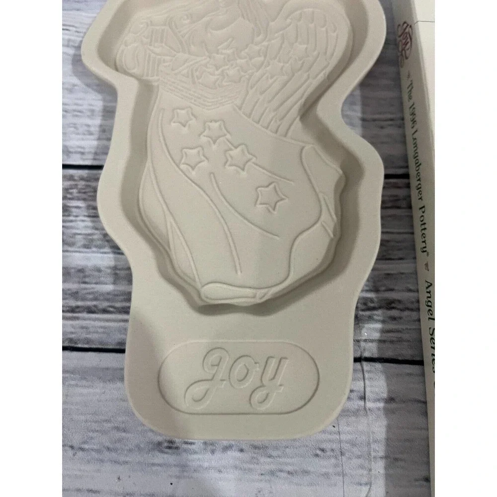 Vintage Longaberger Pottery Cookie Mold Christmas Angel JOY Bakeware 1996 USA